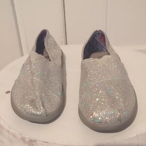 BOBS from Skechers Silver Dress Shoes Sparkly Slip-On Flats